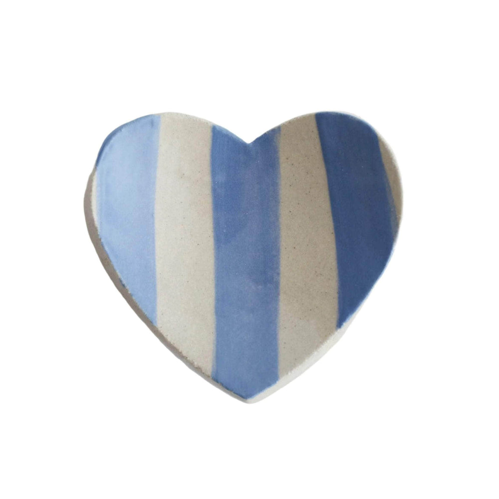 Duci Heart Striped Trinket Dish Blue