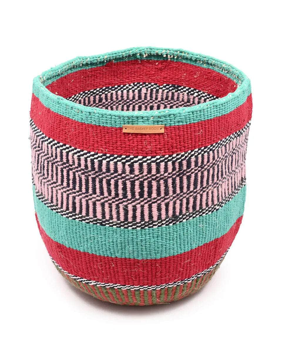 SALAMA: Extra Large Turquoise, Red, Black, Pink Wool Basket