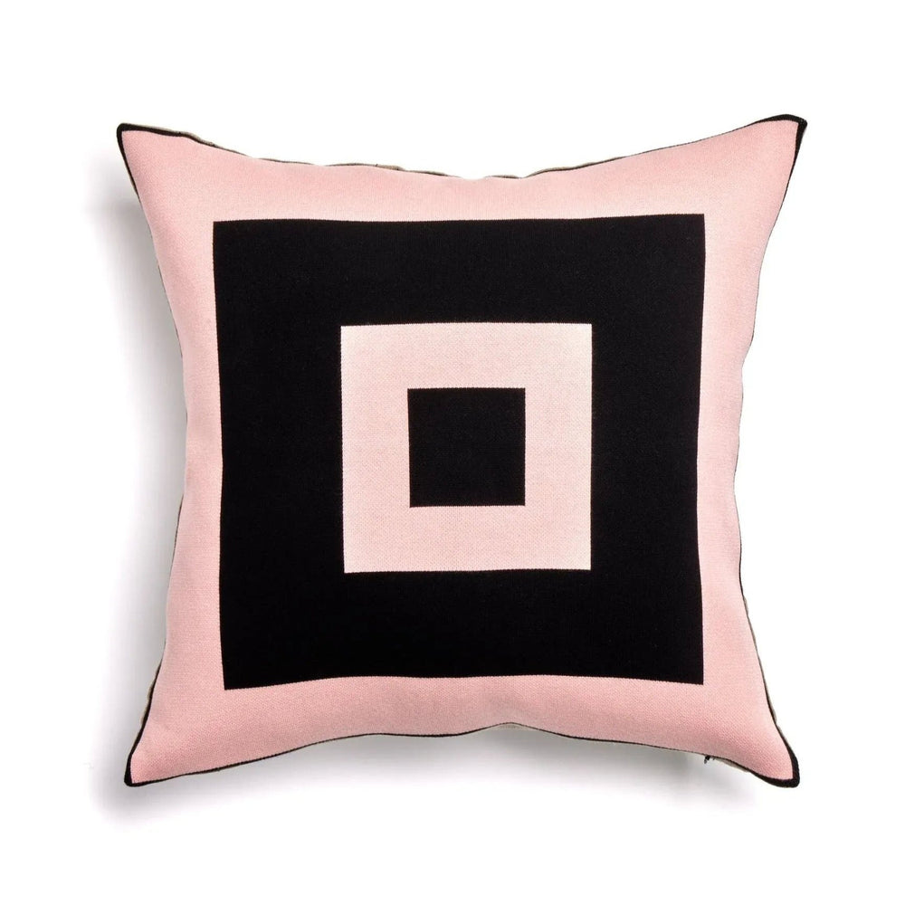 Bold Frame Jacquard Cushion - Soft Pink