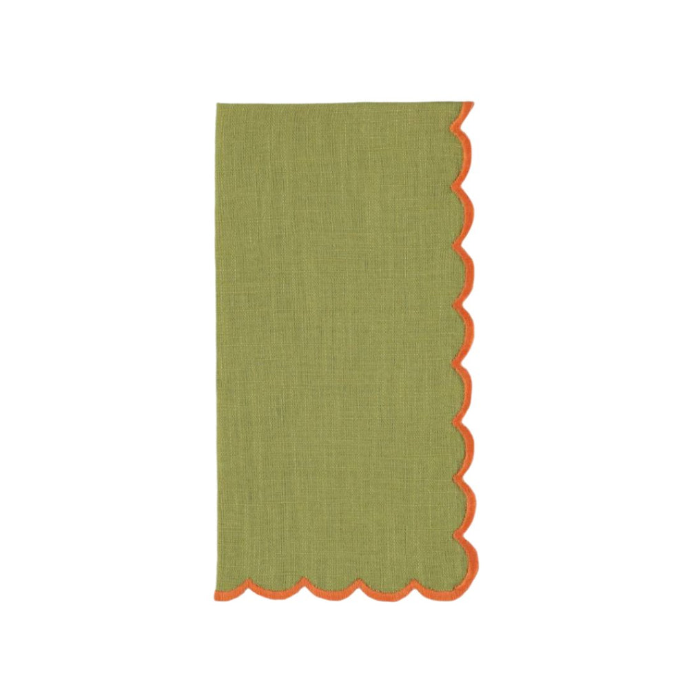 Aurora Napkin, Green with Orange