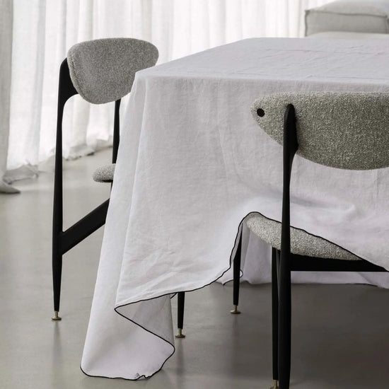 Amara Stitch 100% Linen Tablecloth - White