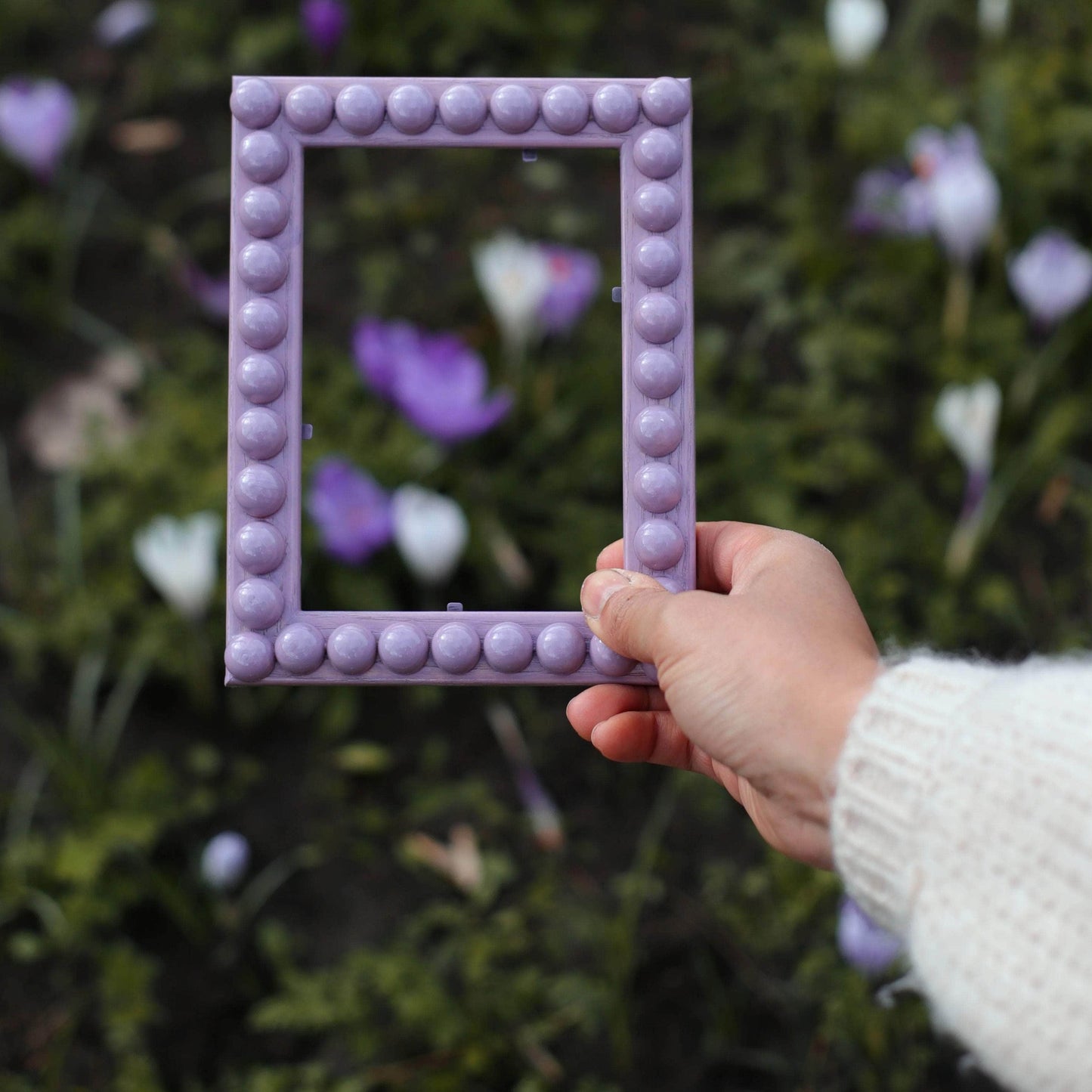 French Lavender Stained Bobbin Frame