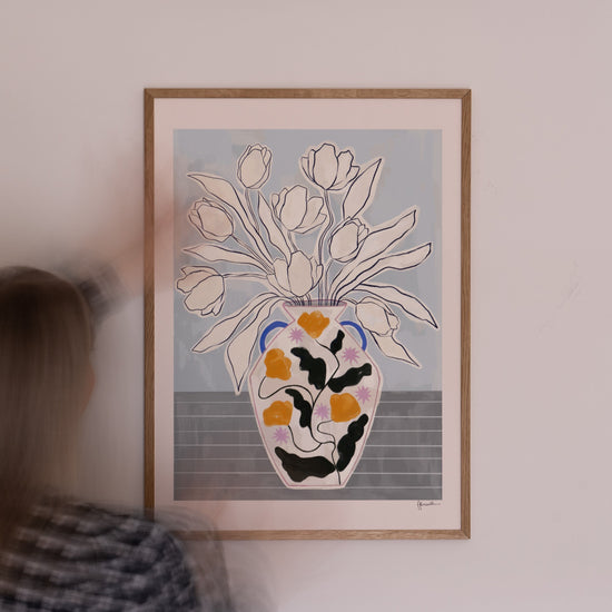 Tulips In Floral Star Vase Print