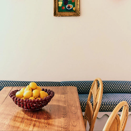 Large Burgundy Basketweave Bowl