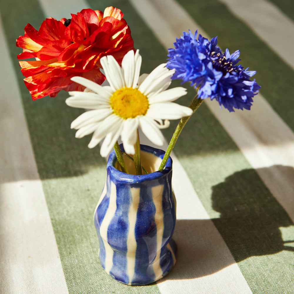 Navy Candy Stripe Candle Holder