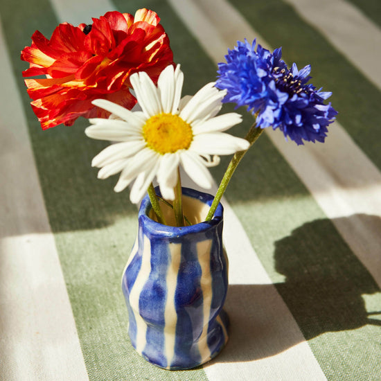 Navy Candy Stripe Candle Holder