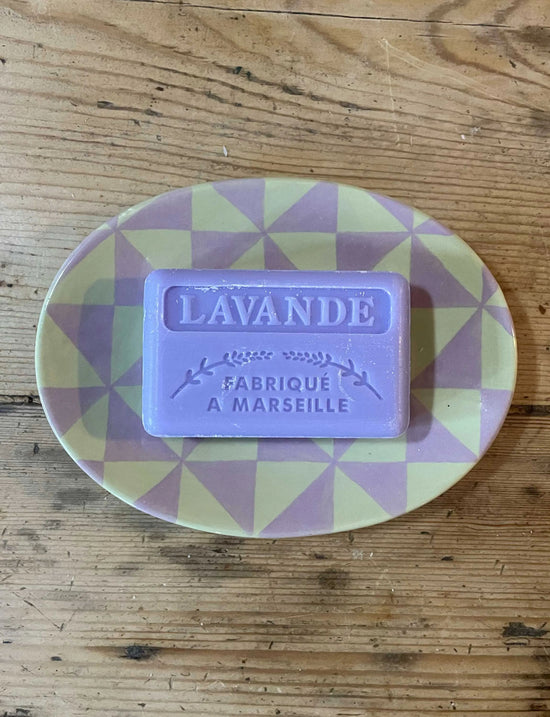 Diamond Soap Dish, Lilac and Green