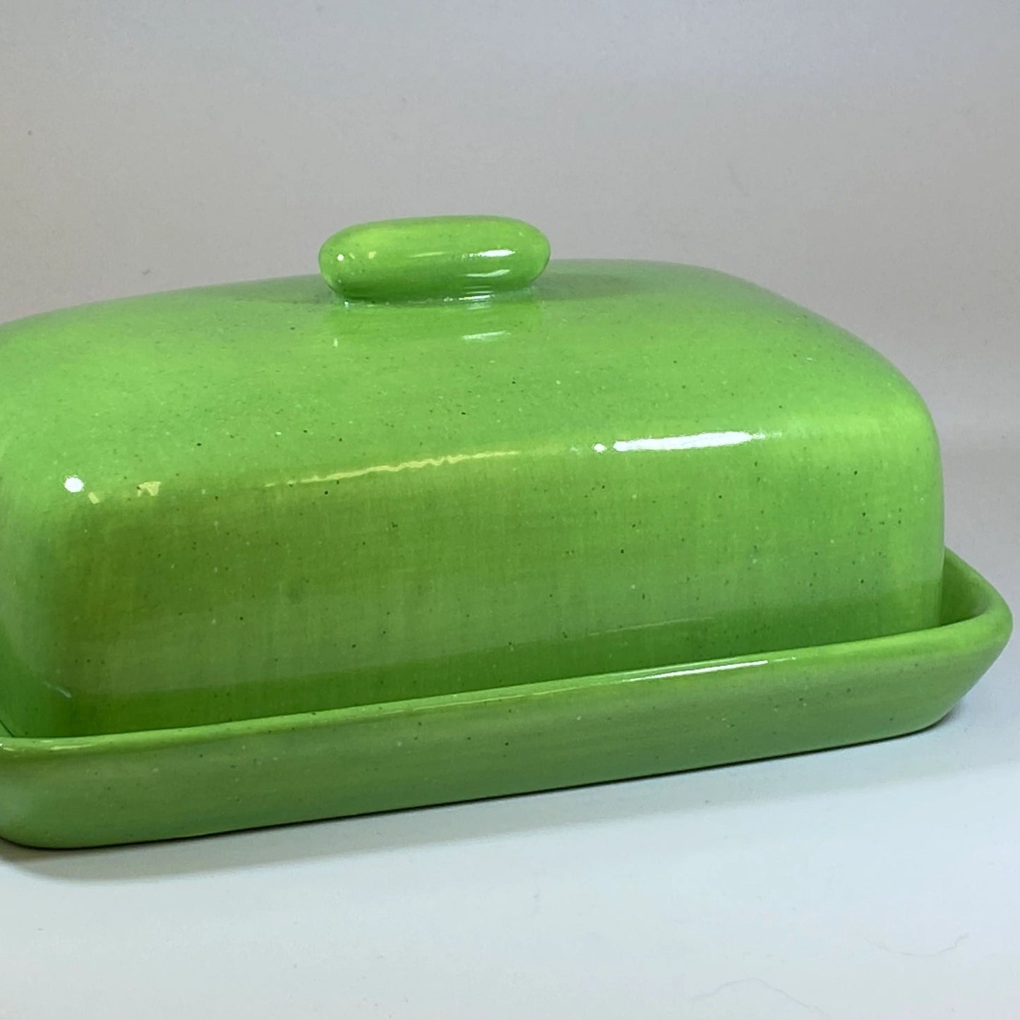 Butter Dish Lime Green Glaze