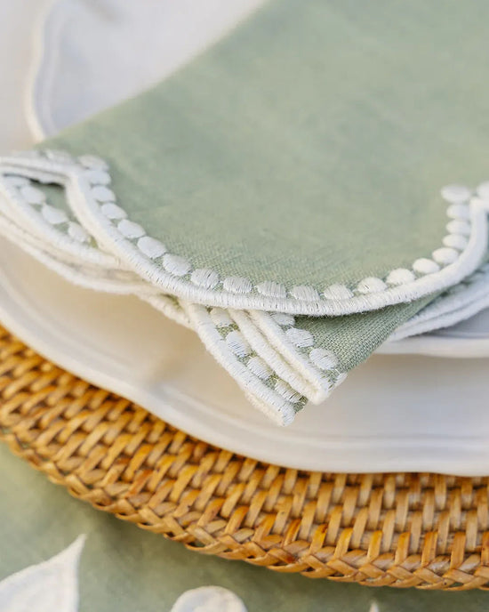 Gotas Napkin, Light Green with White