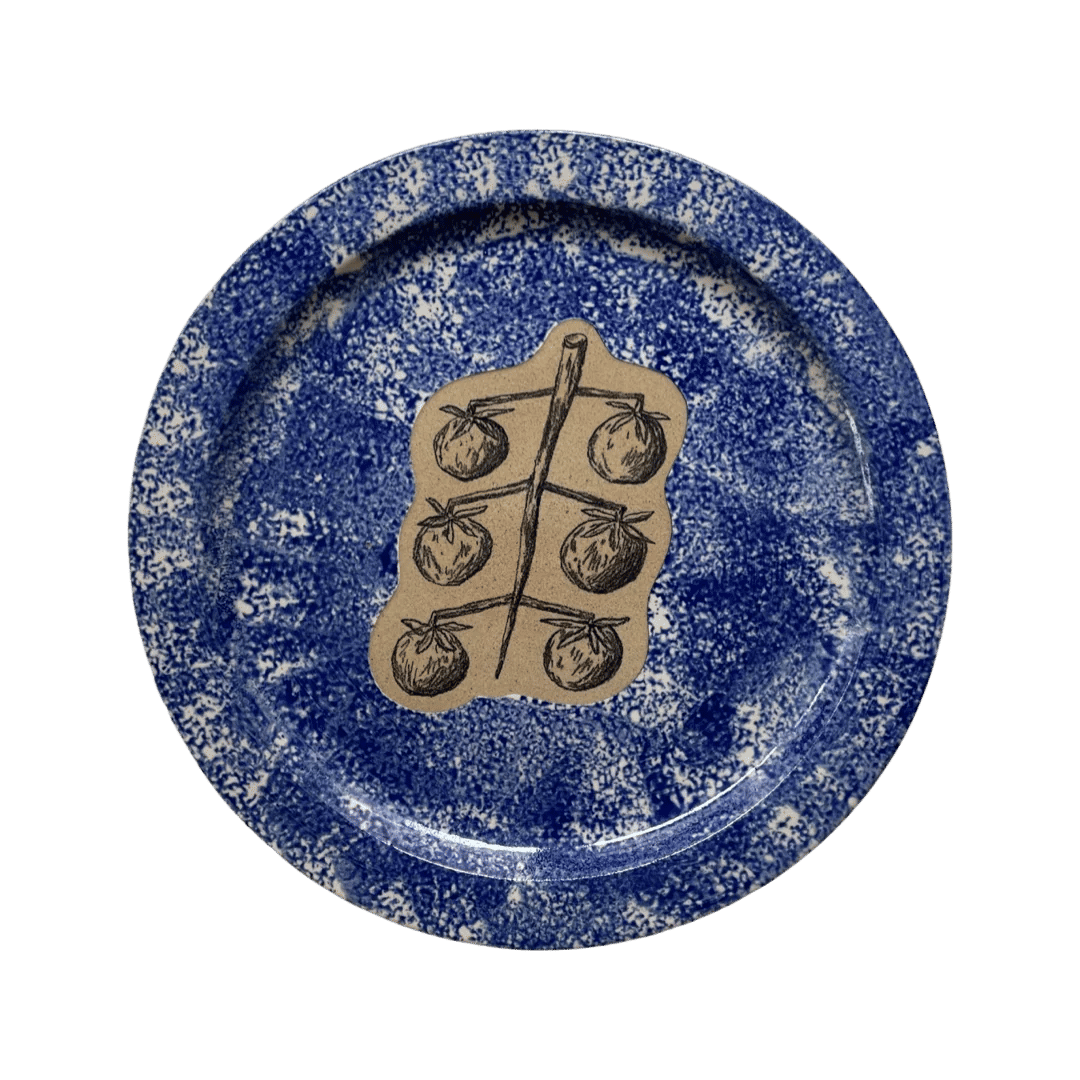 Tomato Dinner Plate Cobalt Speckle