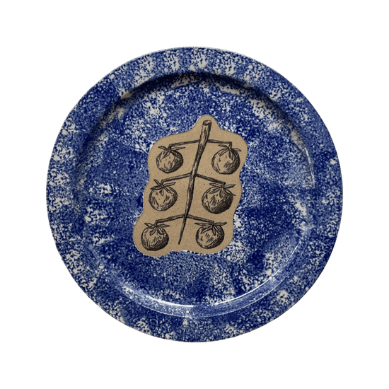 Tomato Dinner Plate Cobalt Speckle