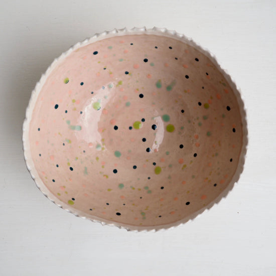 Handmade Pastel Pink Circle Texture Ceramic Fruit Bowl