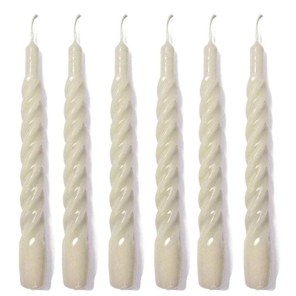 Ivory Twisted Gloss Candles - Set of 6