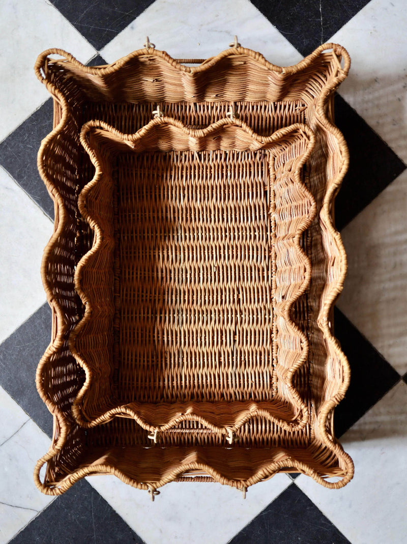 Scalloped Rattan Tray