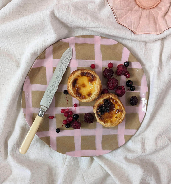 Pink Gingham Serving Platter