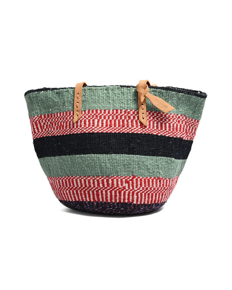 TAKA: Handwoven Green, Red, Cream, Black Wool Tote Bag