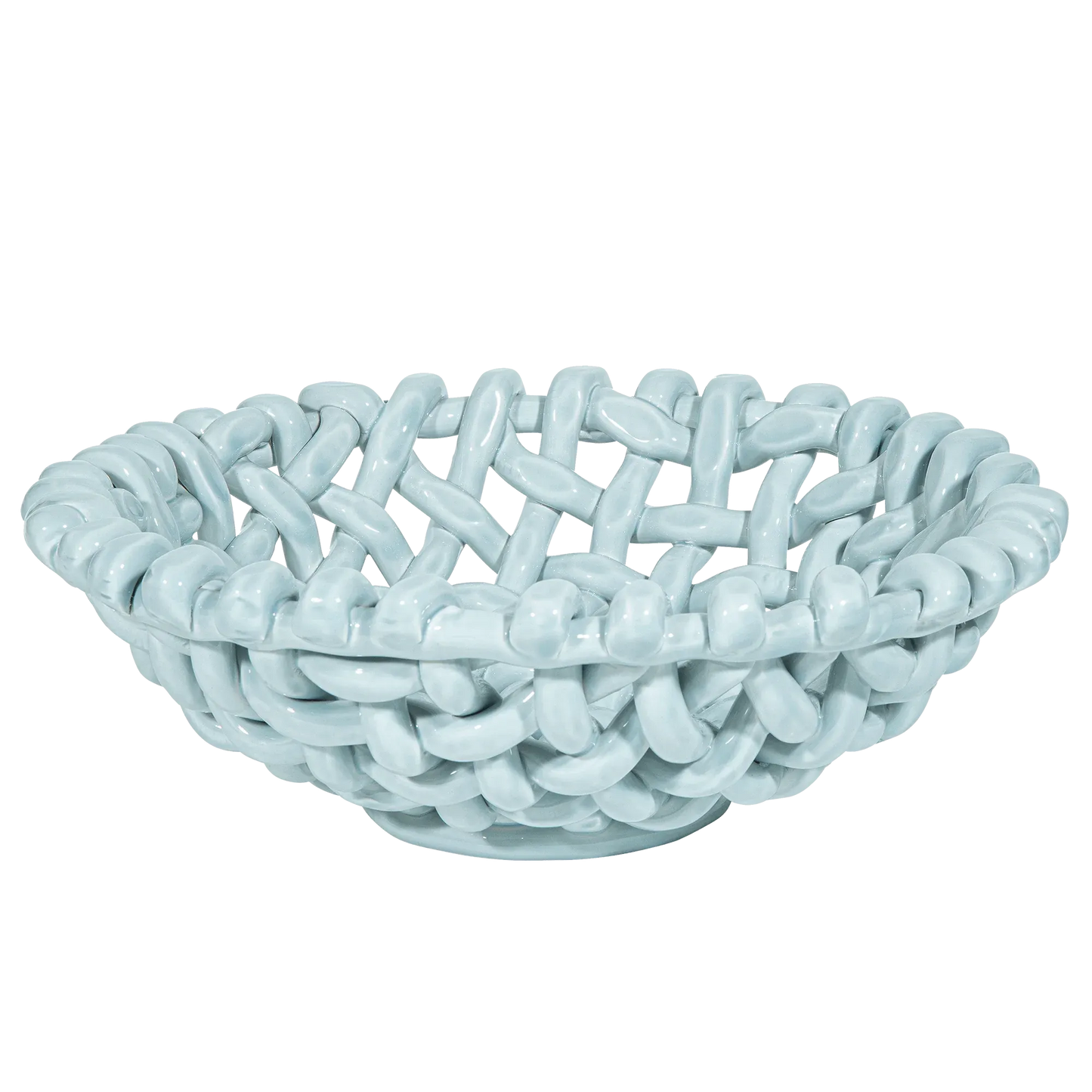 Large Sky Blue Basketweave Bowl