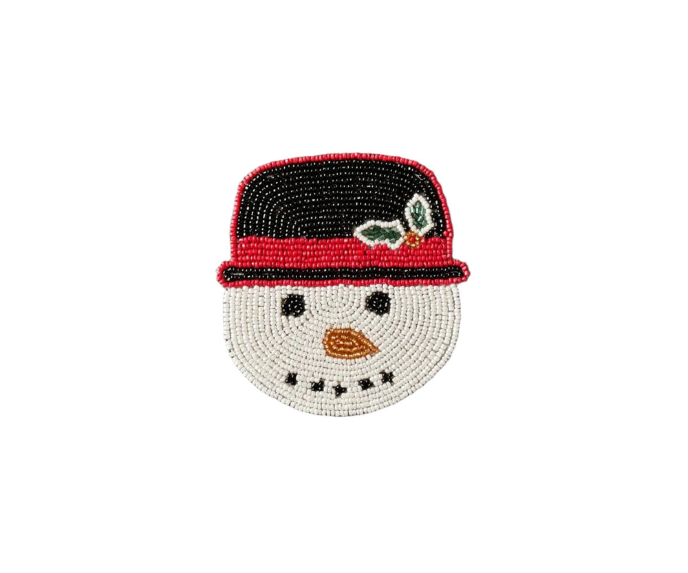 Handcrafted Snowman Beaded Coasters