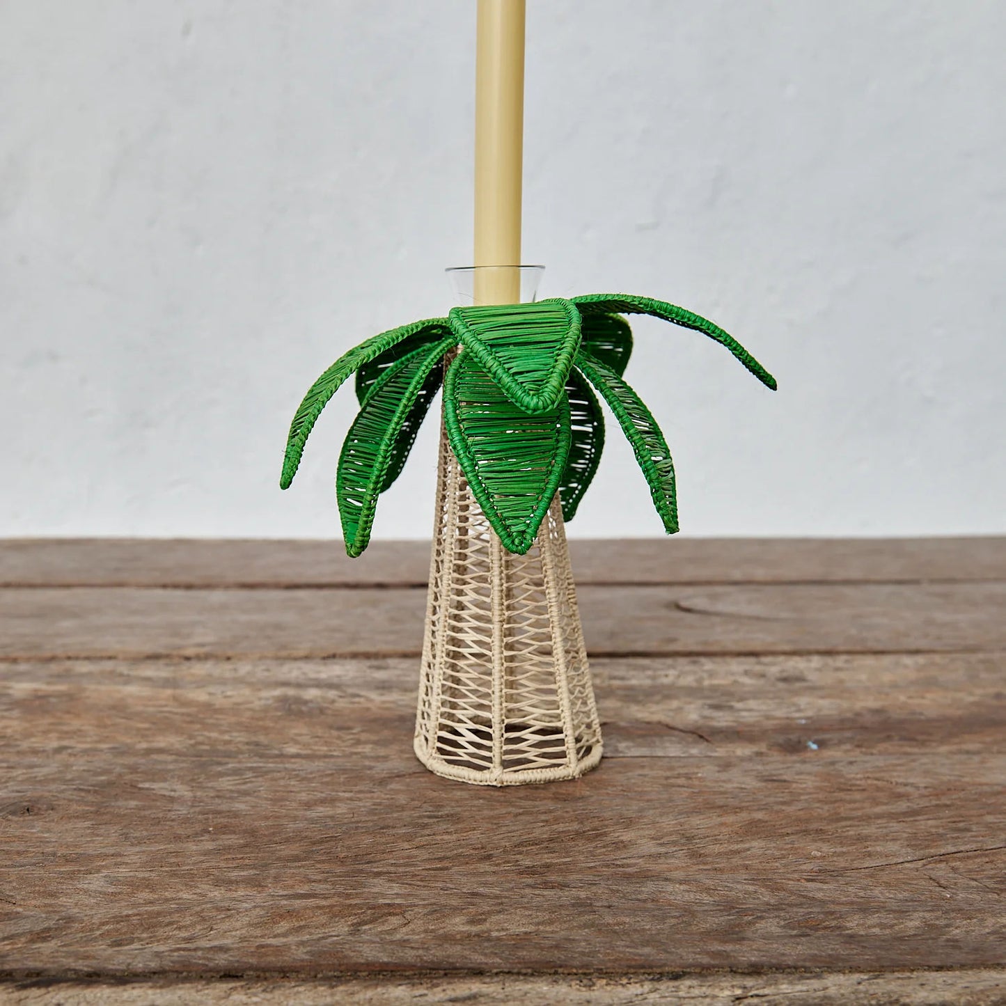 Green Iraca Palm Tree Candleholder M