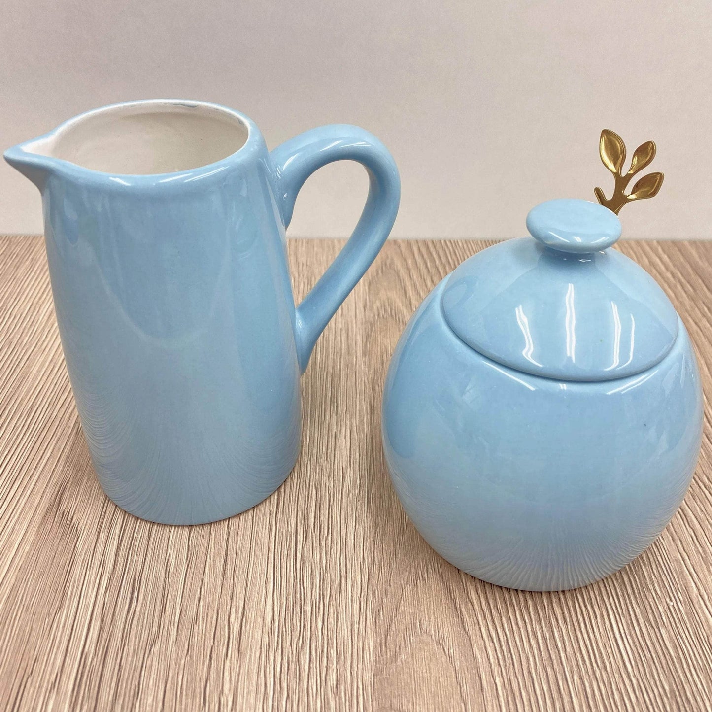 Sugar Bowl and Milk Jug Set Ice Blue