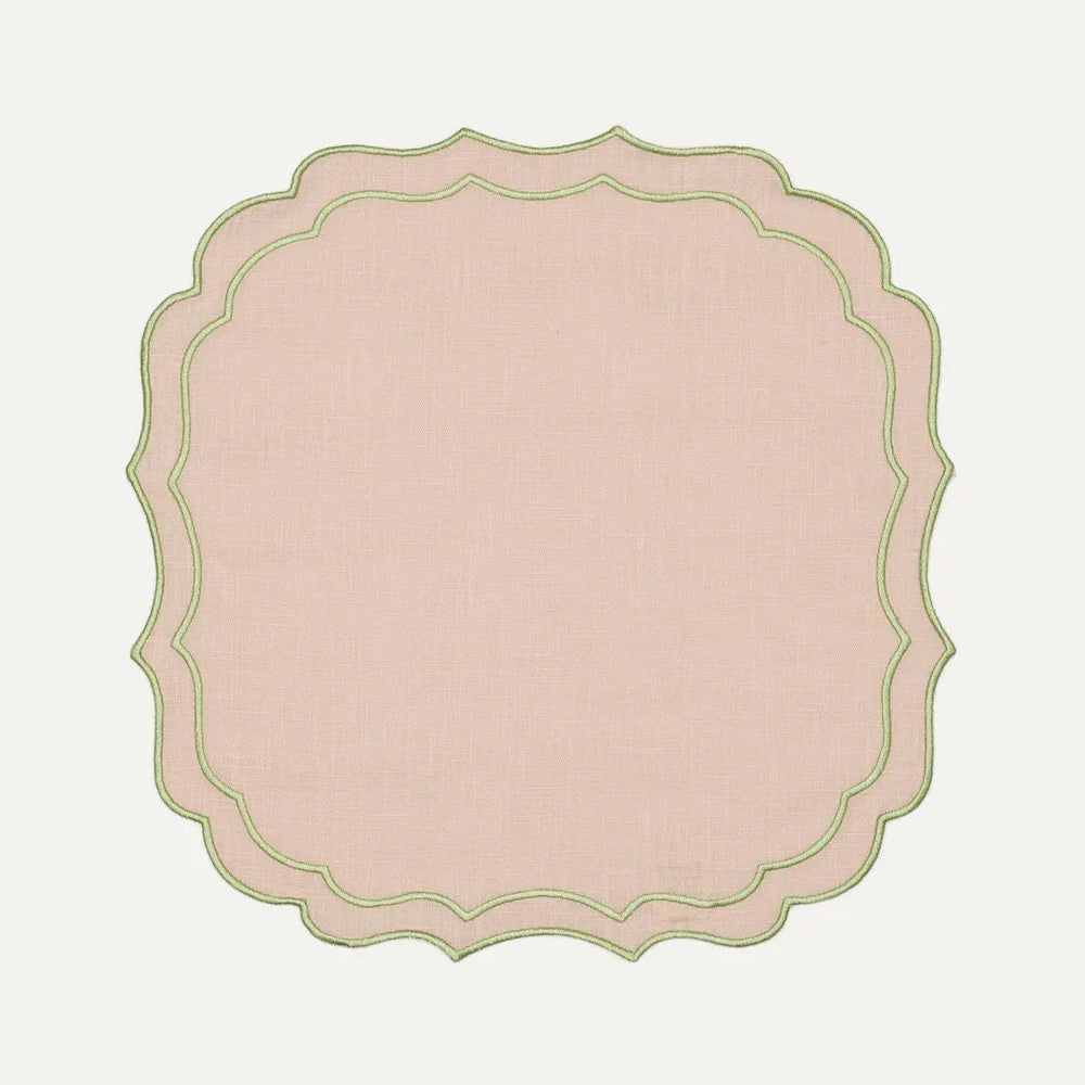 Greta Placemat, Baby Pink with Light Green