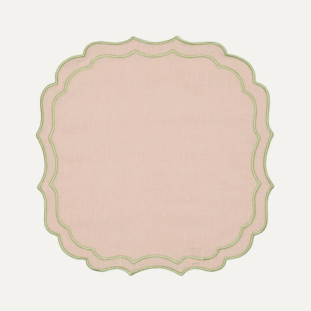 Greta Placemat, Baby Pink with Light Green