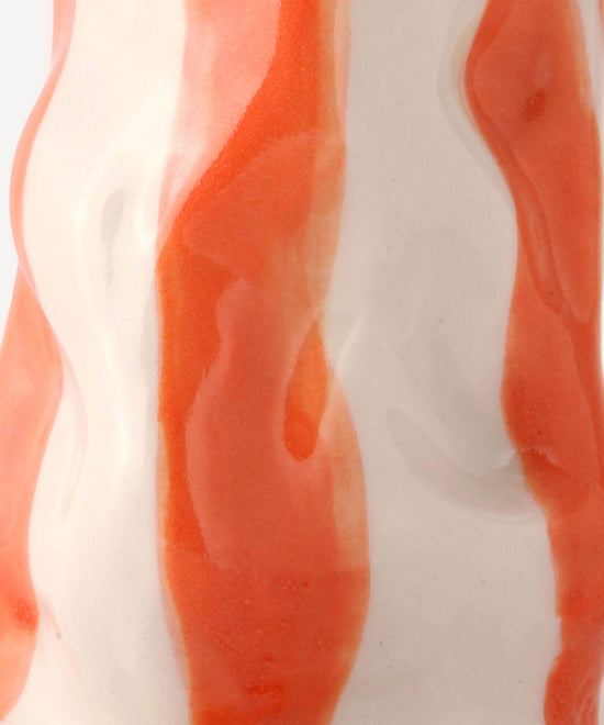 Flame Orange Candy Stripe Vase