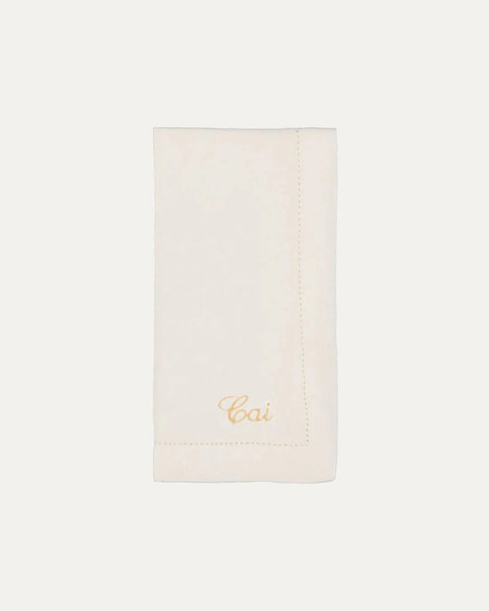 Personalised White Hemstitch Linen Napkin