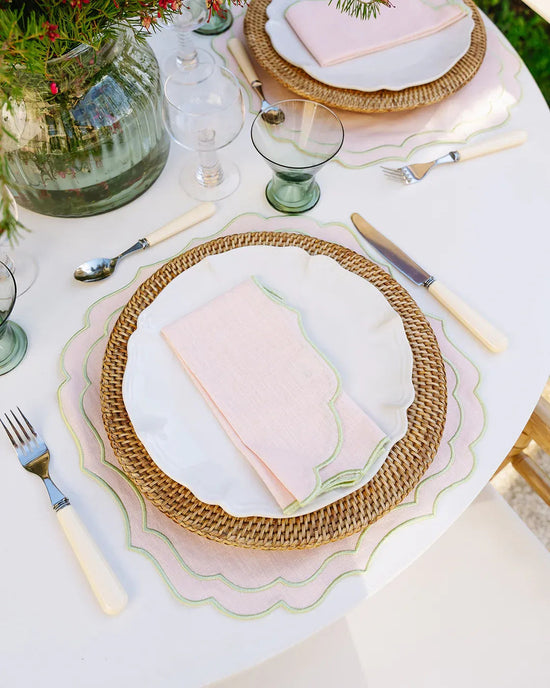 Greta Placemat, Baby Pink with Light Green