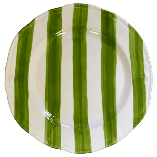 Set of Two Hand-Painted Ceramic Dinner Plates - Stripe Collection