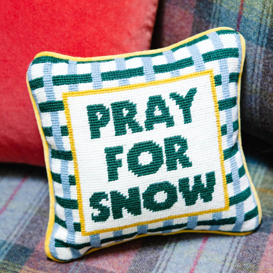 Pray For Snow Needlepoint Pillow