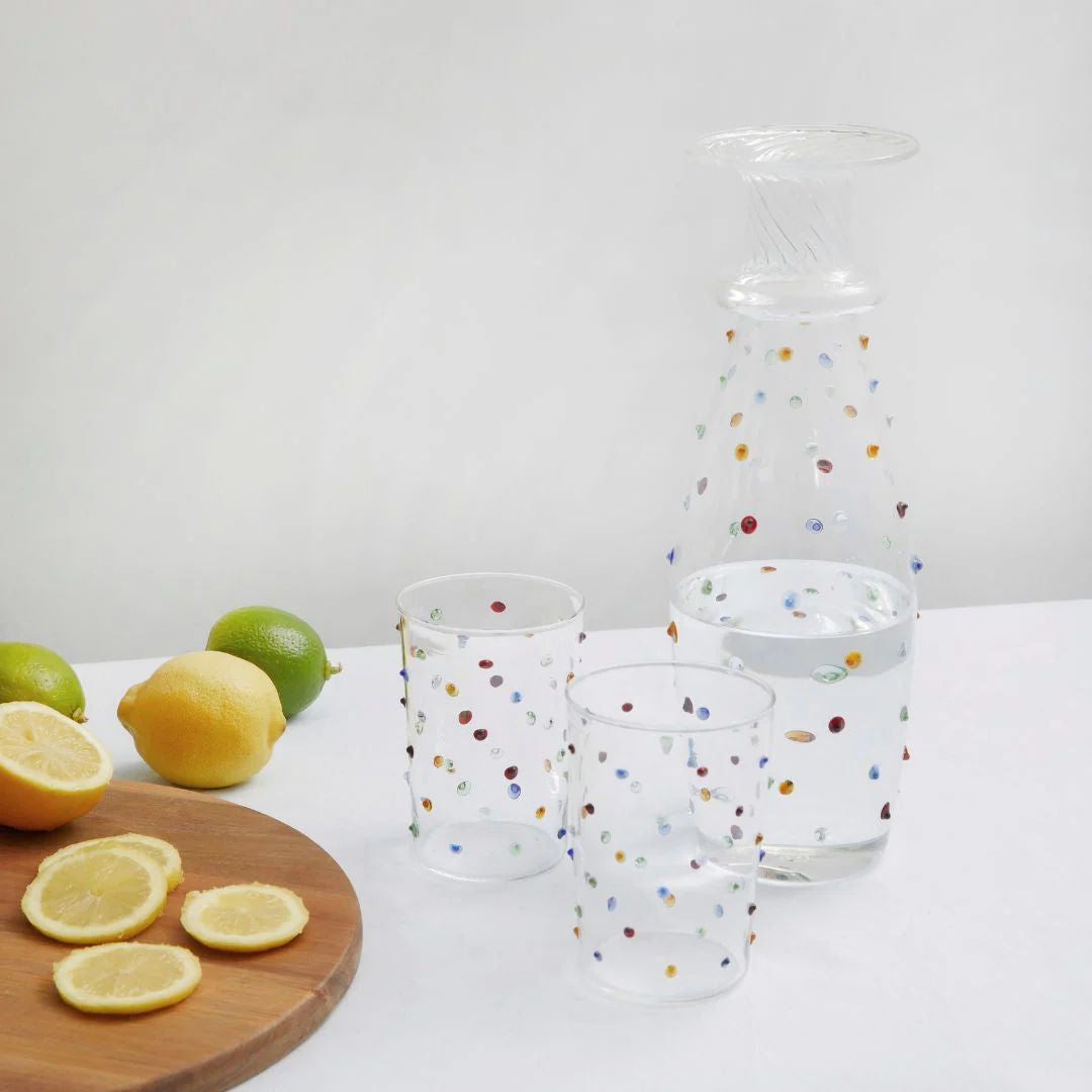 Multicoloured Pom Glass Carafe