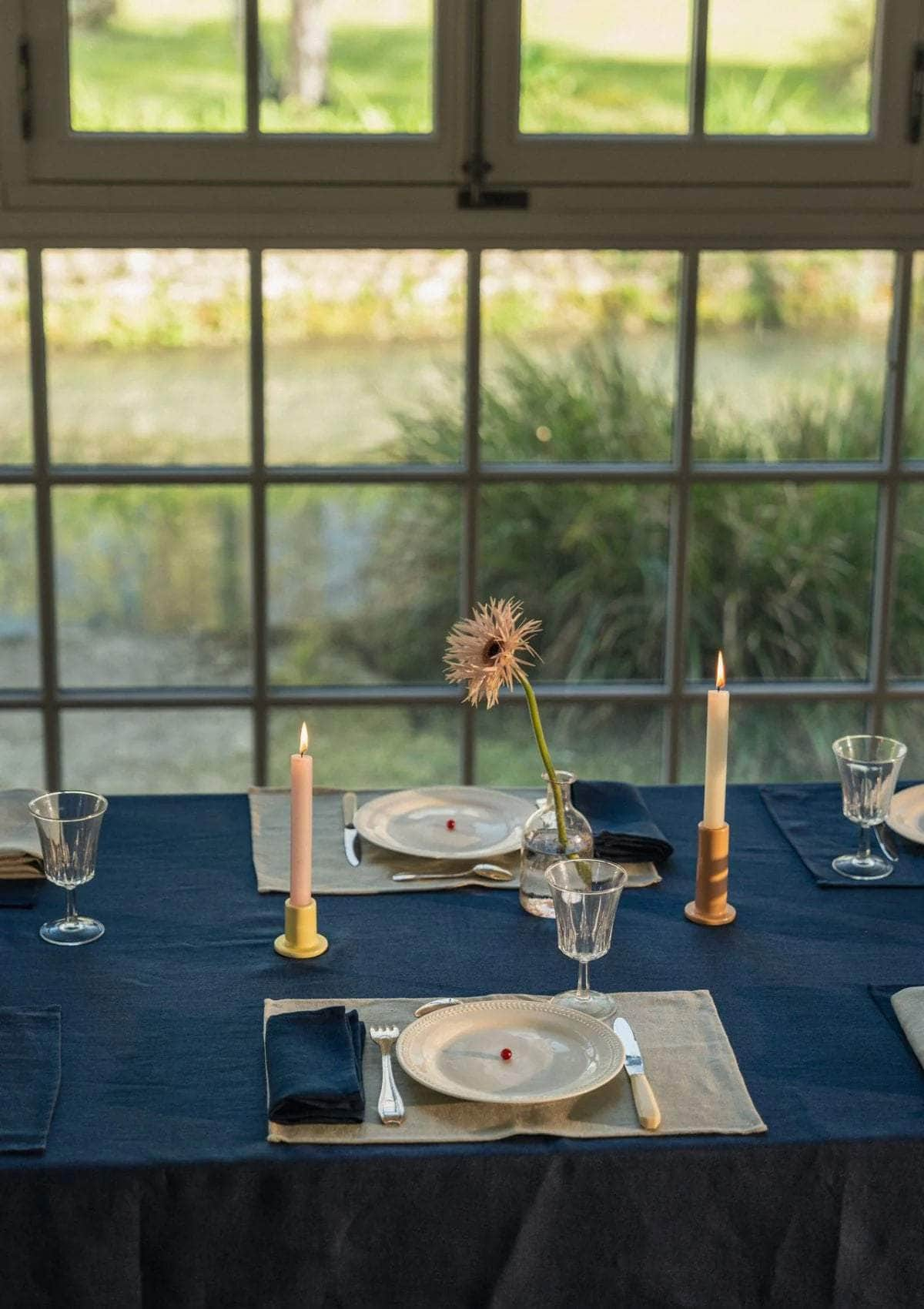 The Mineral Blue Linen Tablecloth