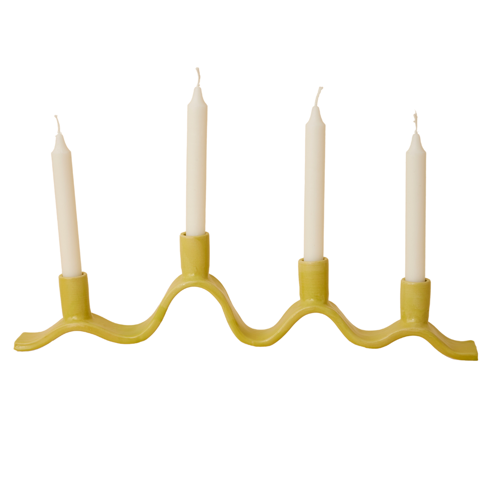 Large Wavy Candelabra - Chartreuse