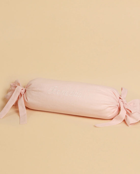 Personalised Baby Pink Bolster Pillow