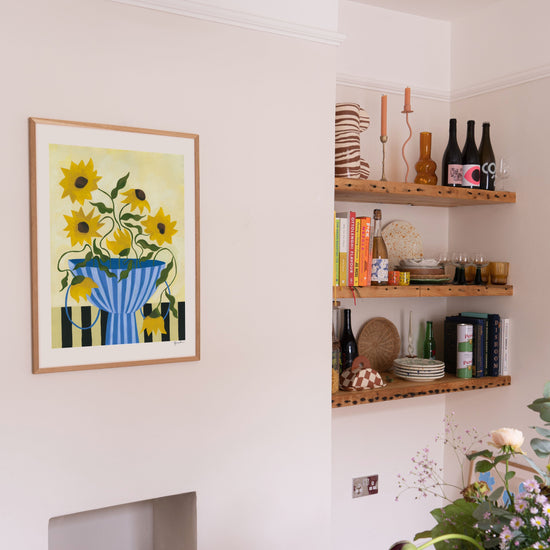 Sunflowers In Blue Vase Print