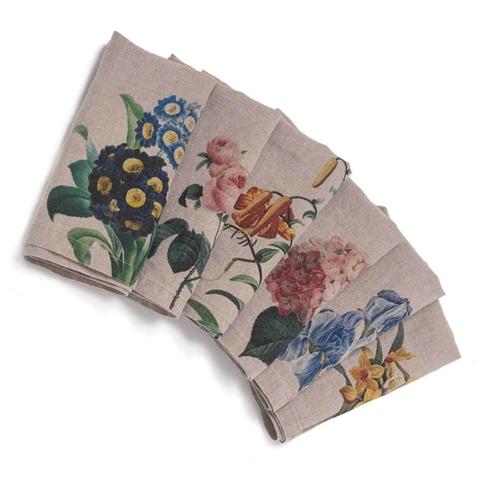 Linen Napkins GARDEN FLOWERS Set of 6