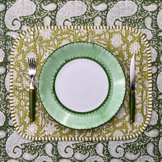 Gift Set: Four Breakfast Placemats (Green Blue)