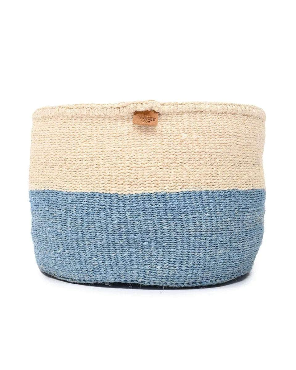 MKOA: Sky Blue Colour Block Woven Basket