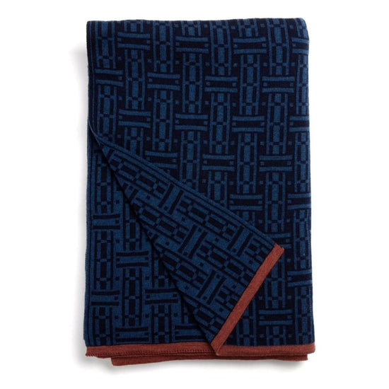 Parquet Merino Wool Blanket - Deep Sea