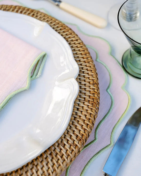 Greta Placemat, Baby Pink with Light Green