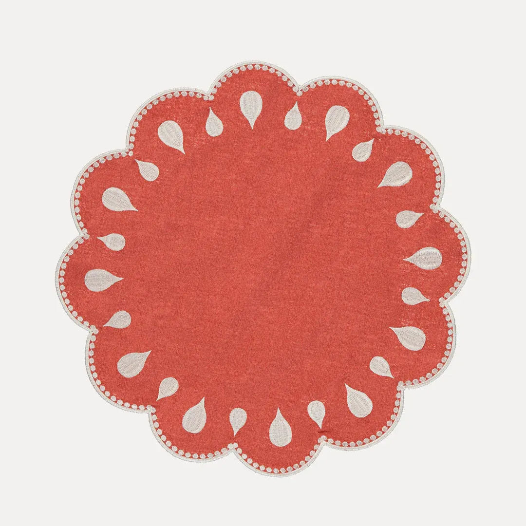 Gotas Placemat, Terracotta with White