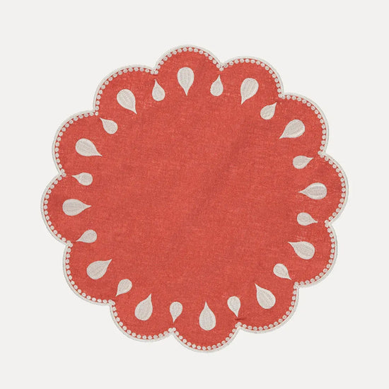 Gotas Placemat, Terracotta with White