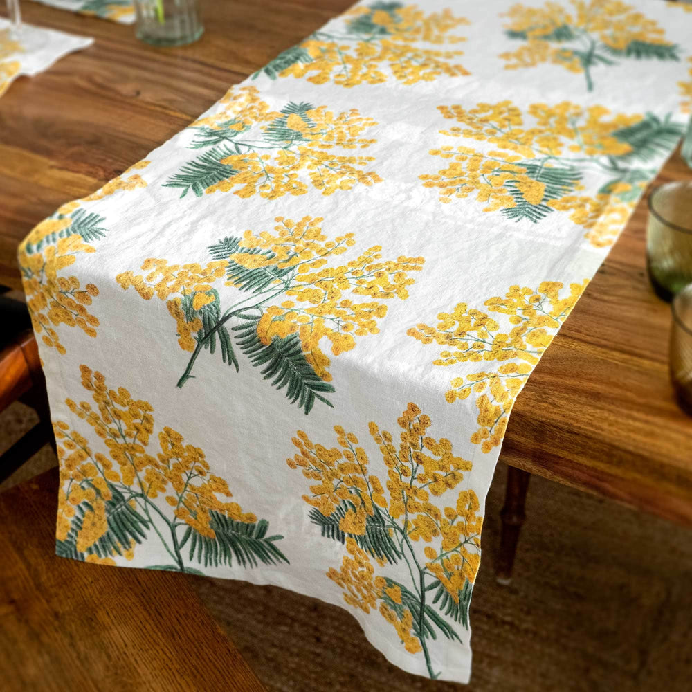 Linen Table Runner MIMOSA  Off White