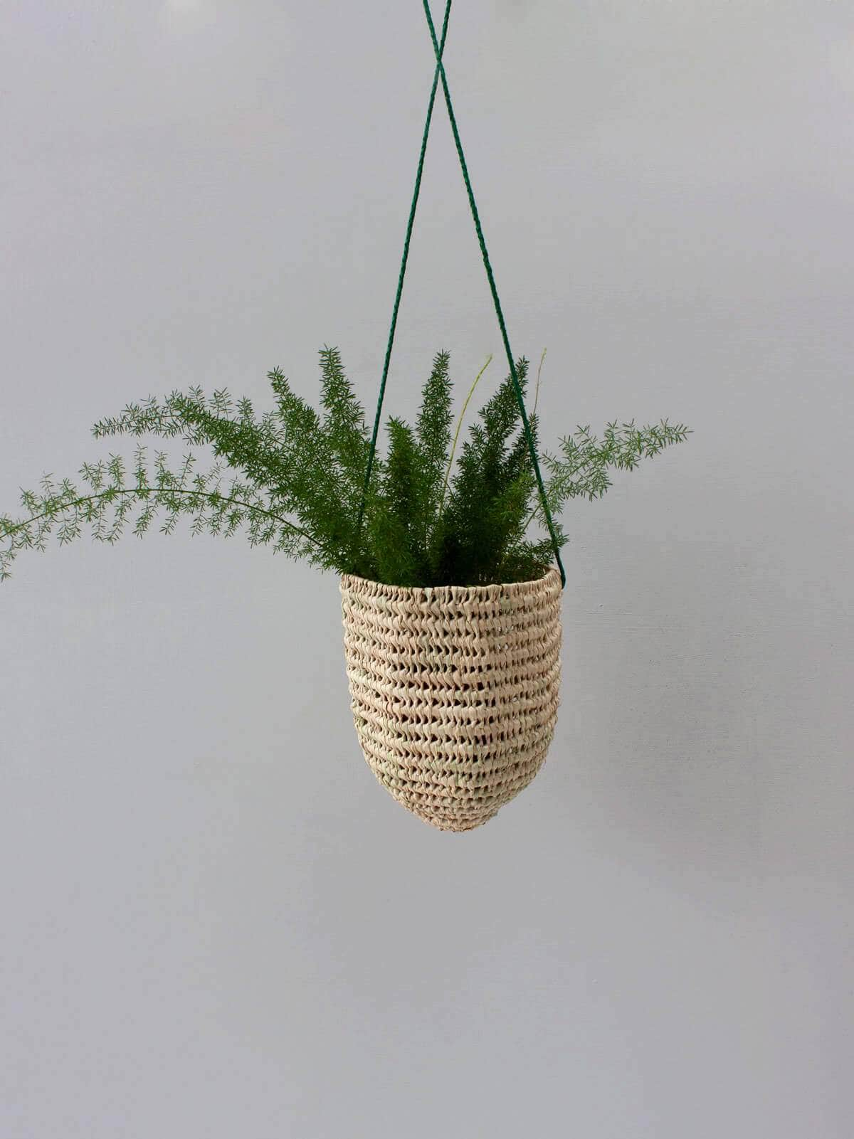 Open Weave Dome Hanging Baskets - Green