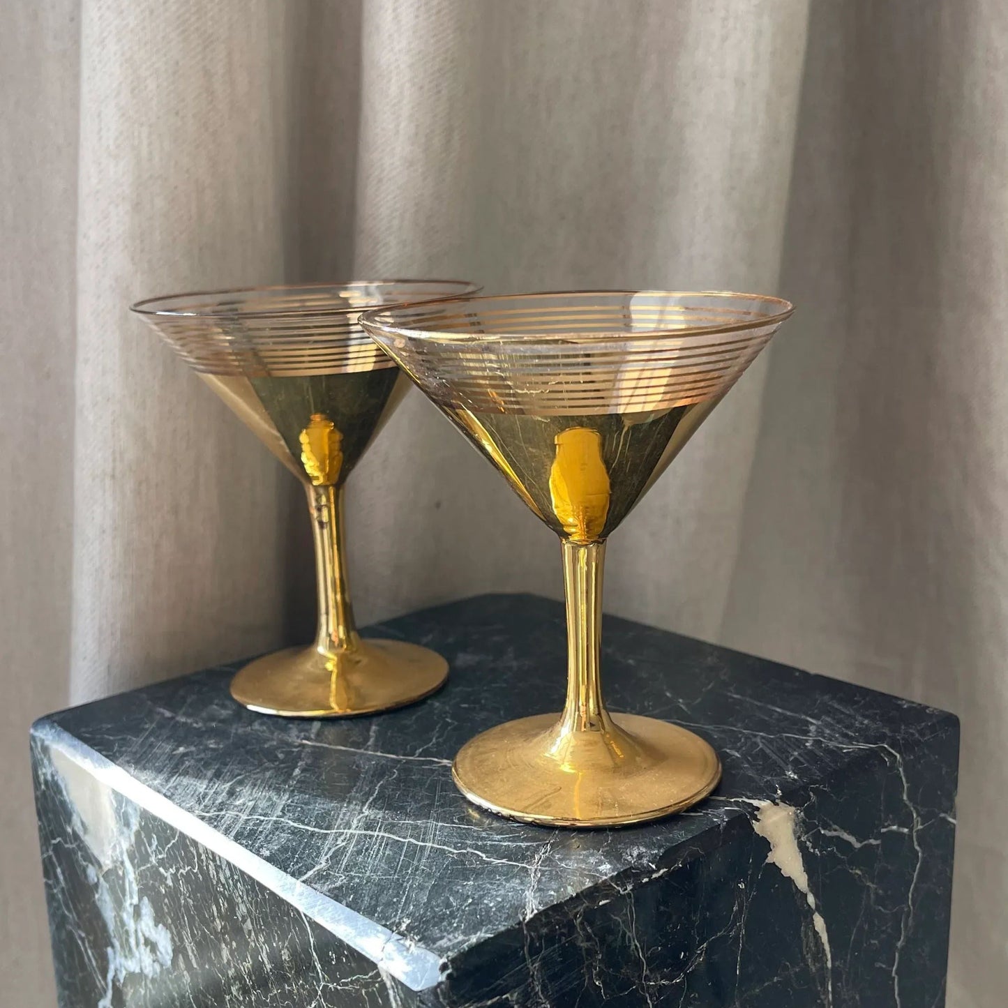 Gold Pair of Martini Glasses