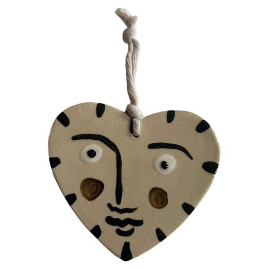 Isolation Face Heart Hanging Decoration Large White Gold Cheeks