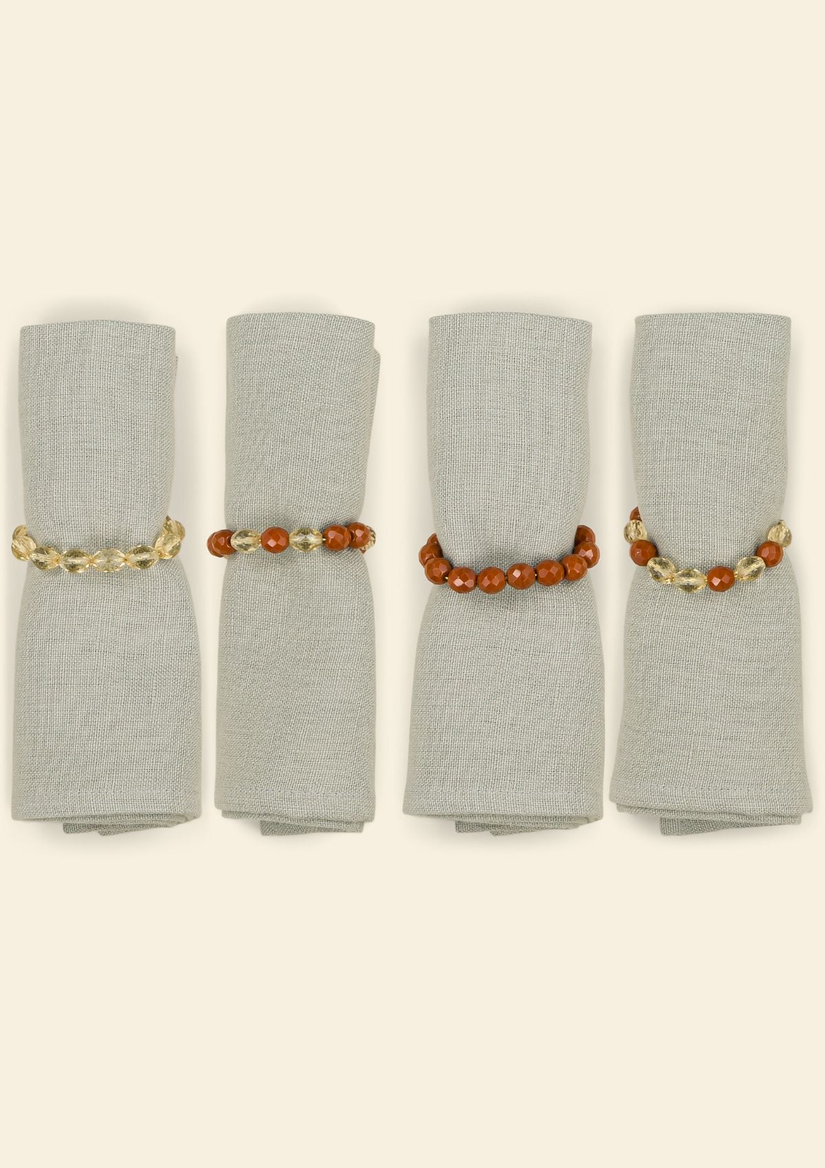 The Ocre & Daffodil Beaded Napkin Rings (set of 4)