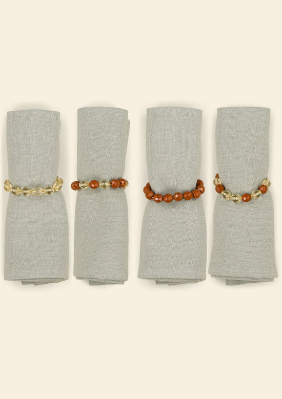 The Ocre & Daffodil Beaded Napkin Rings (set of 4)