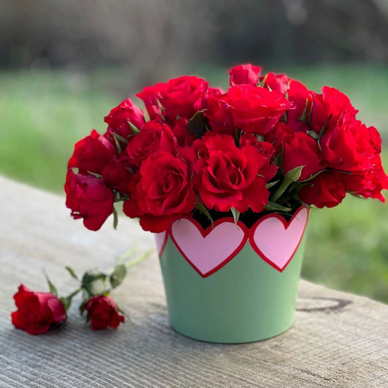 Round Heart Planter Small - Apple Green, Candy Pink and Ruby Red